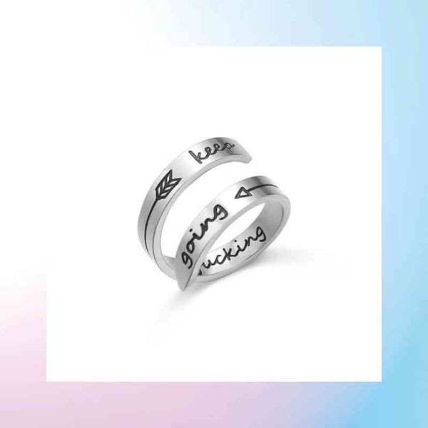 rings selling doublelayer english lettered titanium steel ring with fashionable appearance, Silver 
rings selling doublelayer english lettered titanium steel ring with fashionable appearance, Silver