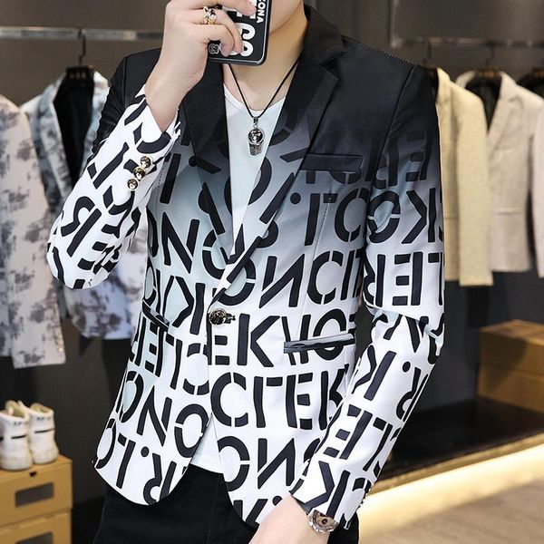 jacket men suits & blazers blazer fashion autumn winter clothing male suit letter printing casual aa, White;black
jacket men suits & blazers blazer fashion autumn winter clothing male suit letter printing casual aa, White;black