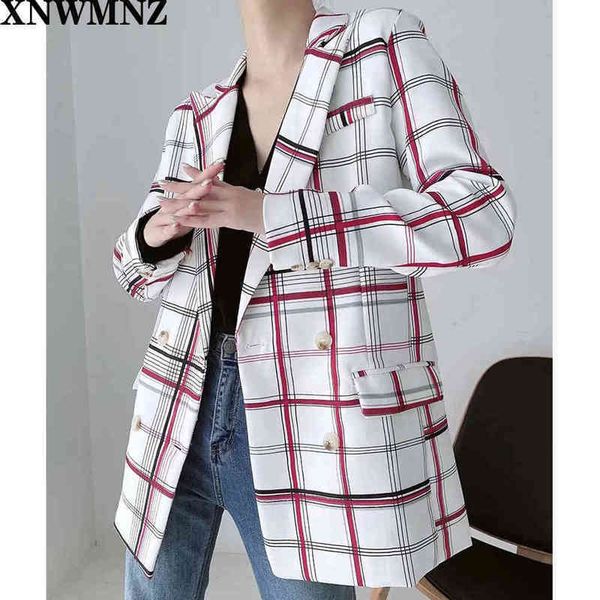xnwmnz za fashion autumn women plaid blazers and jackets work office lady suit slim double breasted business female blazer coat 210513, White;black
xnwmnz za fashion autumn women plaid blazers and jackets work office lady suit slim double breasted business female blazer coat 210513, White;black