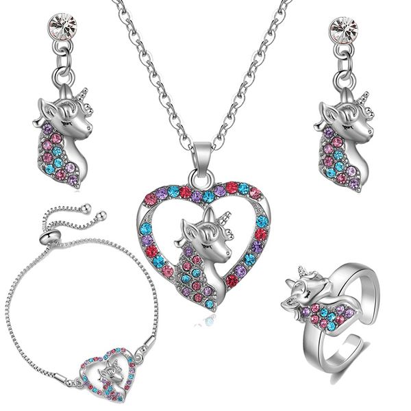 cute lucky birthstone unicorn necklace bracelet jewelry sets adjustable ring stud earrings for women horse gift, Silver
cute lucky birthstone unicorn necklace bracelet jewelry sets adjustable ring stud earrings for women horse gift, Silver