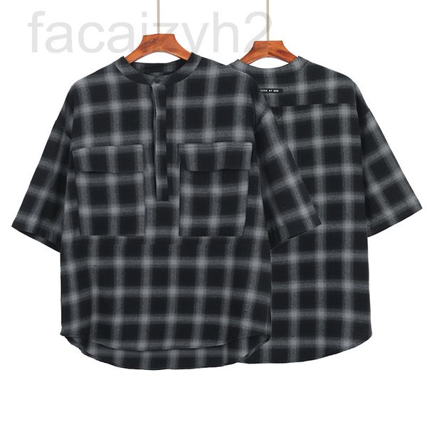 men's casual shirts designer spring and summer new feel of god fog season 6 main line henry collar swallow tail camouflage plaid short, White;black
men's casual shirts designer spring and summer new feel of god fog season 6 main line henry collar swallow tail camouflage plaid short, White;black