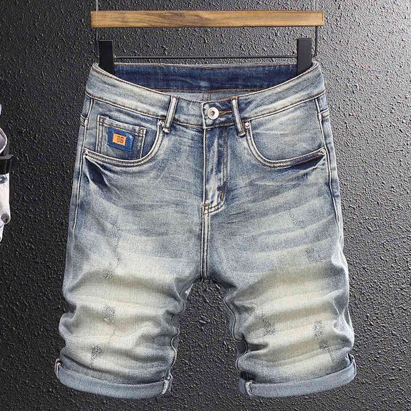 men's jeans thin fashion slim fitting denim shorts men's distressed scraped cropped pants handsome korean elastic u7kh, Blue
men's jeans thin fashion slim fitting denim shorts men's distressed scraped cropped pants handsome korean elastic u7kh, Blue