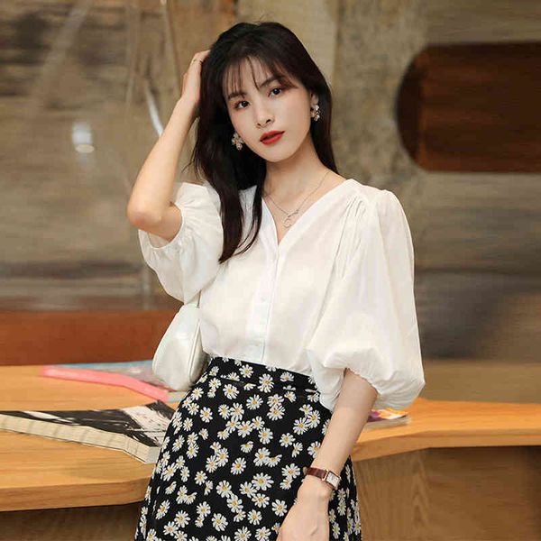 classic vneck blouse ladies women elegance sweet chic singlebreasted lantern sleeves shirts white clothes plus size 210412
classic vneck blouse ladies women elegance sweet chic singlebreasted lantern sleeves shirts white clothes plus size 210412