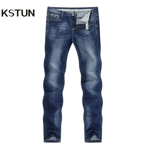 kstun men jeans famous brand slim straight business casual dark blue thin elasticity cotton denim pants trousers pantalon 210318
kstun men jeans famous brand slim straight business casual dark blue thin elasticity cotton denim pants trousers pantalon 210318