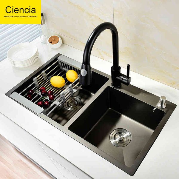 kitchen sinks 304 stainless steel kitchen sink set meal thickened manual double black l7zx
kitchen sinks 304 stainless steel kitchen sink set meal thickened manual double black l7zx