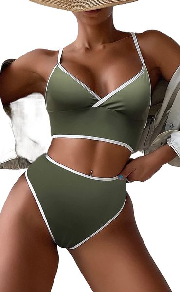 women high waisted bikini sets two piece v neck swimsuits high cut bathing suit push up padded cup swimwear i0az#, White;black
women high waisted bikini sets two piece v neck swimsuits high cut bathing suit push up padded cup swimwear i0az#, White;black