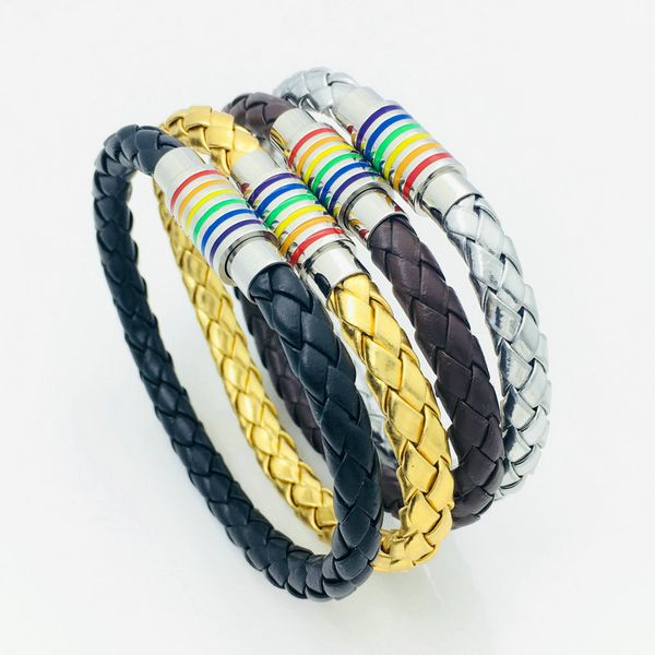 3pcs fashion stainless steel rainbow magnetic buckle bracelet with pu leather bracelet gay, Golden;silver
3pcs fashion stainless steel rainbow magnetic buckle bracelet with pu leather bracelet gay, Golden;silver