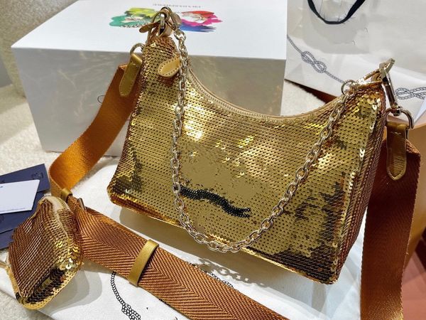 women sequins hobo shoulder bags nylon pearlite axillary bag waistbag luxury designer purse glitter handbags wallet belt messenger crossbody