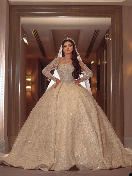 elegant ball gown wedding dresses a-line long sleeves sequins beads organza bodice bridal gowns chic dubai custom made vestidos de novia, White
elegant ball gown wedding dresses a-line long sleeves sequins beads organza bodice bridal gowns chic dubai custom made vestidos de novia, White