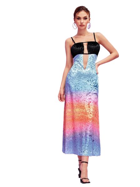 x yifan yao colorblock & ombre cut-out tied backless velvet cami dress q4si#, Black;gray
x yifan yao colorblock & ombre cut-out tied backless velvet cami dress q4si#, Black;gray