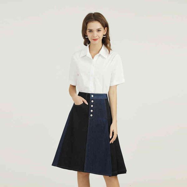 women's two piece pants xxl suit two piece set women's 2022 spring and summer short sleeved shirt denim skirt fashion kv9a, White
women's two piece pants xxl suit two piece set women's 2022 spring and summer short sleeved shirt denim skirt fashion kv9a, White