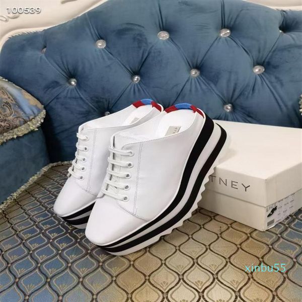 white leather women slip-on sandals stella mccartney stripe wedge lady platform shoes, Black
white leather women slip-on sandals stella mccartney stripe wedge lady platform shoes, Black