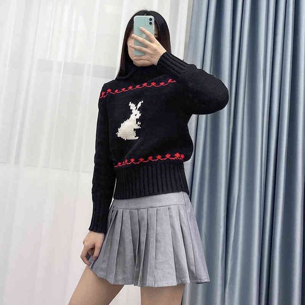 women's knits & tees d family rabbit jacquard pattern casual black pullover sweater female lapel thickened long sleeve cashmere sweater, White
women's knits & tees d family rabbit jacquard pattern casual black pullover sweater female lapel thickened long sleeve cashmere sweater, White
