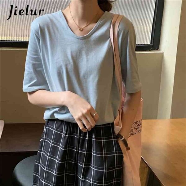 summer t shirt women korean style casual sweet female tshirt solid 8 colors bf loose short sleeve tee femme 210426, White
summer t shirt women korean style casual sweet female tshirt solid 8 colors bf loose short sleeve tee femme 210426, White