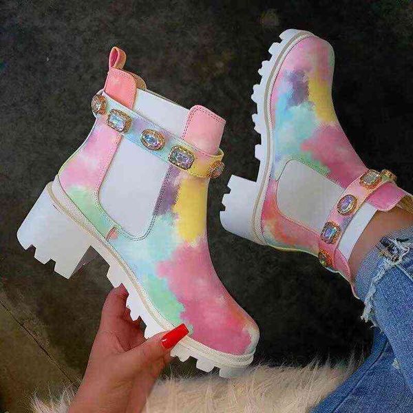 2022 winter new colorful printing rhinestone belt buckle thick heel fashion martin boots female, Black
2022 winter new colorful printing rhinestone belt buckle thick heel fashion martin boots female, Black