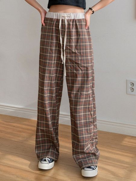 dazy plaid print drawstring waist slant pocket pants w6mv#, Black;white
dazy plaid print drawstring waist slant pocket pants w6mv#, Black;white