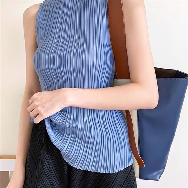 classic miyake pleated female basic models wild i-shaped turtle neck women sleeveless temperament t-shirt vest aesthetic clothes 210311, White
classic miyake pleated female basic models wild i-shaped turtle neck women sleeveless temperament t-shirt vest aesthetic clothes 210311, White