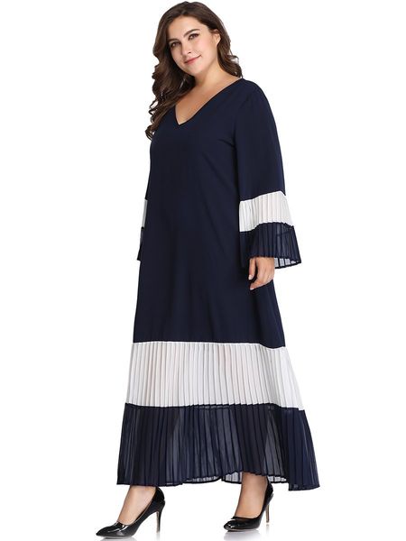 maxi dress plus size 4xl long sleeve flared pleated evening dresses casual elegant large a line v neck women clothing for party, Black
maxi dress plus size 4xl long sleeve flared pleated evening dresses casual elegant large a line v neck women clothing for party, Black