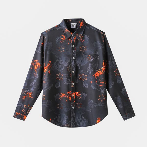 european and american men's wear summer 2022 new long sleeve lapel single breasted black vintage print fashion shirt, White;black
european and american men's wear summer 2022 new long sleeve lapel single breasted black vintage print fashion shirt, White;black