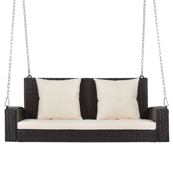 garden sets 2-person wicker hanging porch swing with chains cushion pillow rattan swing bench for backyard pond
garden sets 2-person wicker hanging porch swing with chains cushion pillow rattan swing bench for backyard pond