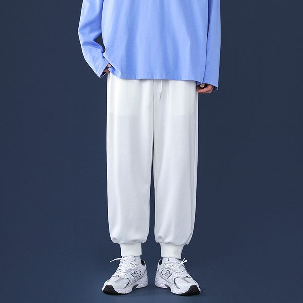 korean style loose sweatpants men streetwear straight wide leg pants black white grey tie feet casual trousers male 220719
korean style loose sweatpants men streetwear straight wide leg pants black white grey tie feet casual trousers male 220719