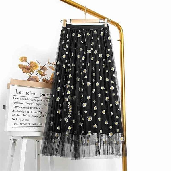 summer sweet girl style printing small daisy mesh a-line floral fairy long high waist skirt womens 210331, Black
summer sweet girl style printing small daisy mesh a-line floral fairy long high waist skirt womens 210331, Black