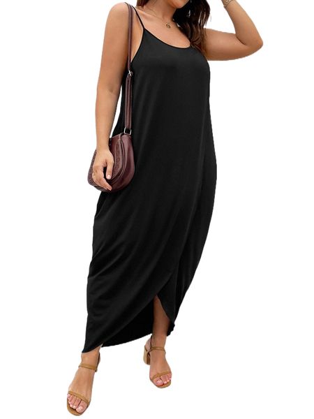 plus tulip hem cami dress g05m#, Black
plus tulip hem cami dress g05m#, Black