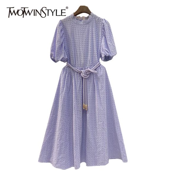 hollow out blue dress for women stand collar puff sleeve high waist lace up temperament dresses female fashion 210423, Black;gray
hollow out blue dress for women stand collar puff sleeve high waist lace up temperament dresses female fashion 210423, Black;gray