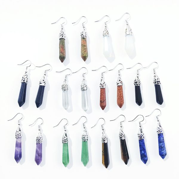 natural stone single pointed hexagon dangle earrings reiki healing crystals rose quartz earrings for women jewelry, Silver
natural stone single pointed hexagon dangle earrings reiki healing crystals rose quartz earrings for women jewelry, Silver