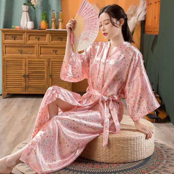 womens ice silk sleepwear kimono bridesmaid morning gown pajamas cardigan summer long bathrobe, Black;red
womens ice silk sleepwear kimono bridesmaid morning gown pajamas cardigan summer long bathrobe, Black;red