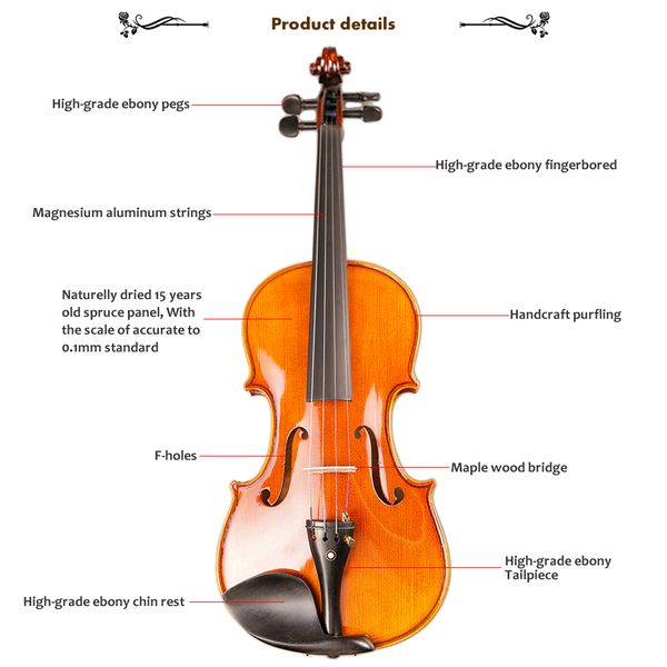 tongling brand full hand-made alcohol paint violin 15 years old naturally dried stripes maple hand-craft professional violin 4/4
tongling brand full hand-made alcohol paint violin 15 years old naturally dried stripes maple hand-craft professional violin 4/4