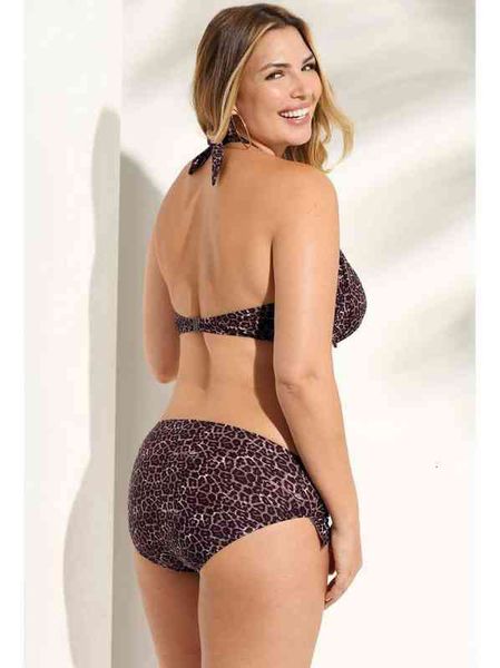 split large women's fat woman leopard print bikini swimsuit, White;black