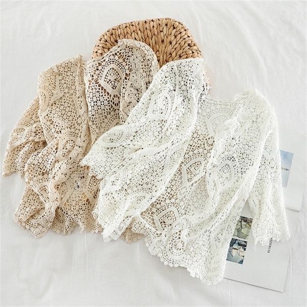 knitted shrug women bohemian style midi sleeve lace open cardigan short knitting outwear hollow out sweater geometric y200910, White;black
knitted shrug women bohemian style midi sleeve lace open cardigan short knitting outwear hollow out sweater geometric y200910, White;black