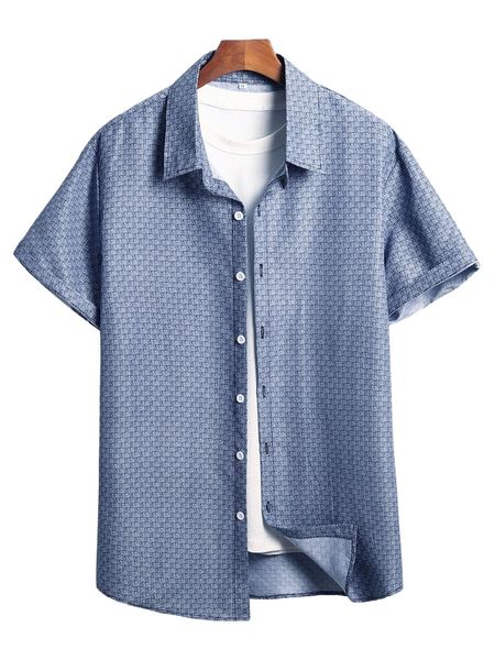 men allover print button up shirt without tee h1pb#, White;black