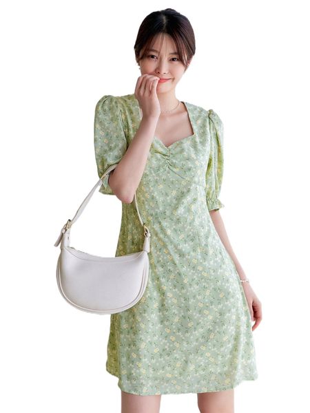 dazy ditsy floral ruched sweetheart neck puff sleeve dress f5kw#, Black;gray
dazy ditsy floral ruched sweetheart neck puff sleeve dress f5kw#, Black;gray