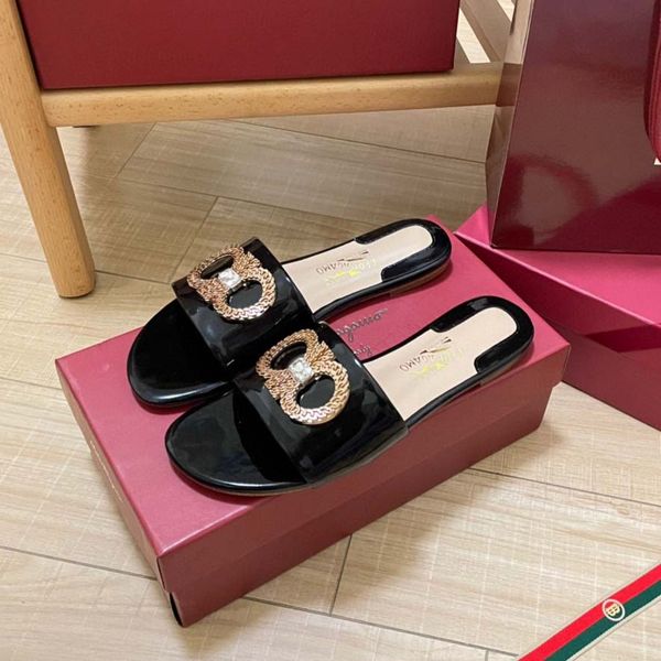 luxury brand sandals designer slippers slides floral brocade genuine leather flip flops women shoes sandal 04, Black
