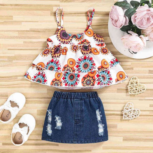 citgeett summer baby girls outfits print ruffles sling at ripped denim skirt clothing set j220711, White
citgeett summer baby girls outfits print ruffles sling at ripped denim skirt clothing set j220711, White