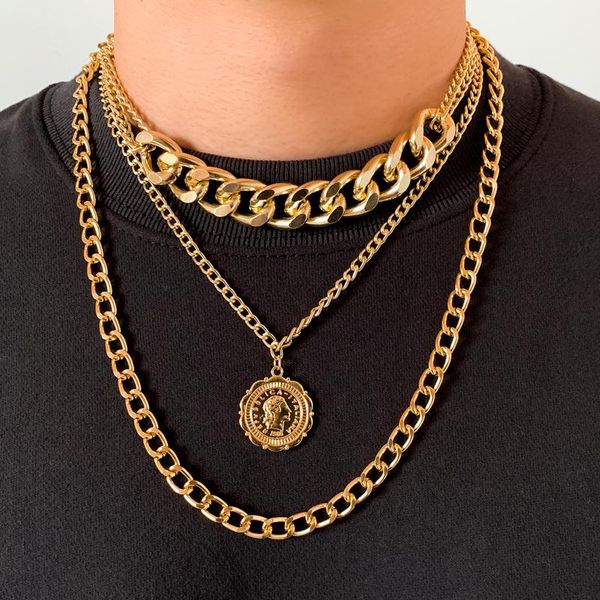 pendant necklaces ingemark punk miami cuban portrait coin necklace for women steampunk men multilayer chunky chains neck grunge jewlery, Silver
pendant necklaces ingemark punk miami cuban portrait coin necklace for women steampunk men multilayer chunky chains neck grunge jewlery, Silver