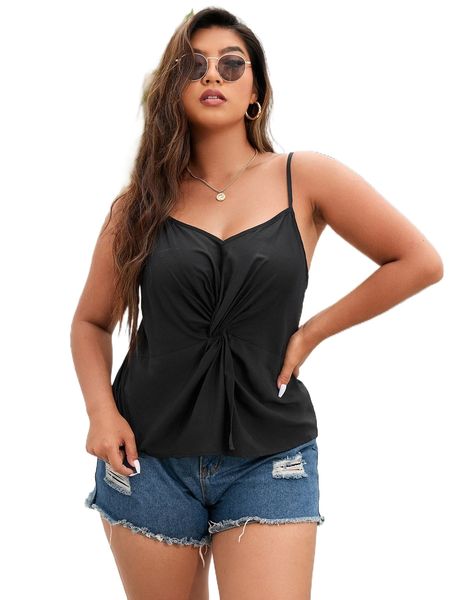 plus twist front cami r4ww#, Black 
plus twist front cami r4ww#, Black