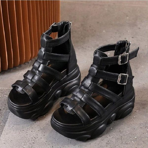 women sandals new summer hollow chunky sneakers fashion casual wedges punk sandals for female high heels da029, Black
women sandals new summer hollow chunky sneakers fashion casual wedges punk sandals for female high heels da029, Black