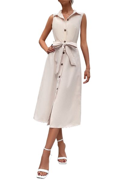 single breasted belted shirt dress z10y#, Black;gray