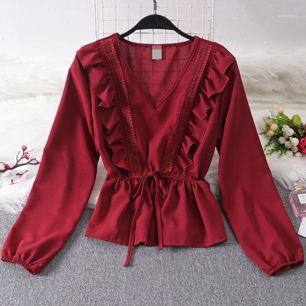 femme ruffles v neck shirts fashion women's ladies summer long sleeve shirt spring solid loose casual blouse blouses &, White
femme ruffles v neck shirts fashion women's ladies summer long sleeve shirt spring solid loose casual blouse blouses &, White