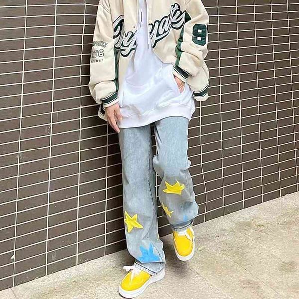 2022 new fashion brand fried street jeans sense of design star printed high street pants women's spring and autumn, Blue
2022 new fashion brand fried street jeans sense of design star printed high street pants women's spring and autumn, Blue