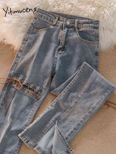 yitimuceng jeans womens skinny slit lace up denim pants 2022 slim flared pants women loose straight vintage streetwear trousers l220726, Blue
yitimuceng jeans womens skinny slit lace up denim pants 2022 slim flared pants women loose straight vintage streetwear trousers l220726, Blue