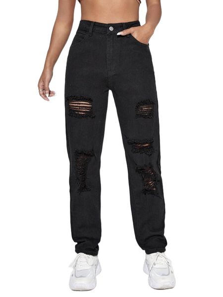high waist slant pocket ripped jeans q9xy#, Blue