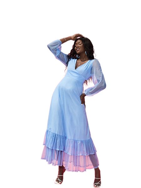 x yia lace up backless lantern sleeve layered hem dobby mesh dress e2km#, Black;gray
x yia lace up backless lantern sleeve layered hem dobby mesh dress e2km#, Black;gray