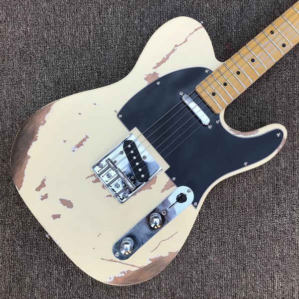 relic tl electric guitar, maple fingerboard, chrome hardware, cream-like color, solid alder guitar
relic tl electric guitar, maple fingerboard, chrome hardware, cream-like color, solid alder guitar