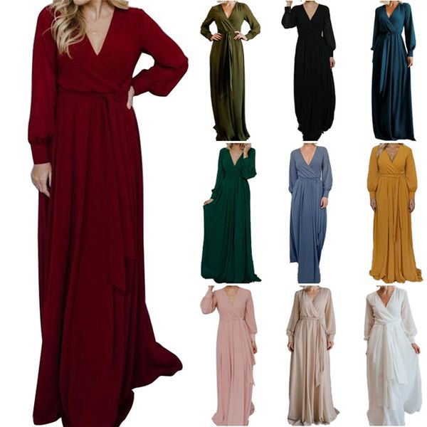 8 colors womens plus size dresses casual long sleeve evening dress v-neck elegant, Black
8 colors womens plus size dresses casual long sleeve evening dress v-neck elegant, Black