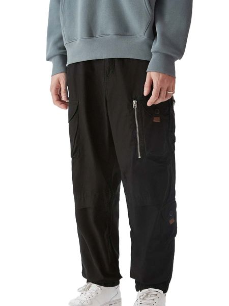 men flap pocket zip detail cargo pants n6fq#, Black