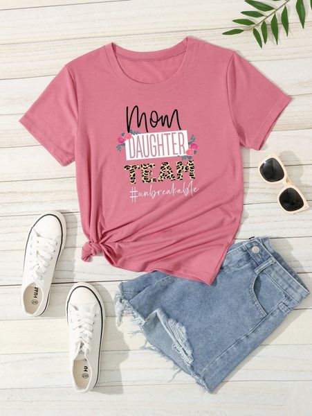 letter & floral print tee b9sl#, White